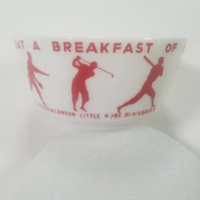 Wheaties Bowl - Vintage 1937 Milk Glass Eat A Breakfast Of Champions Red