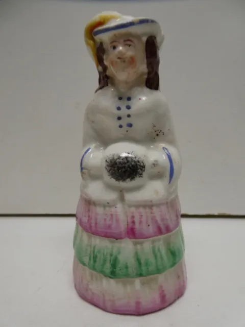 Antique Staffordshire Pottery Folk Art Statue Figurine Lady