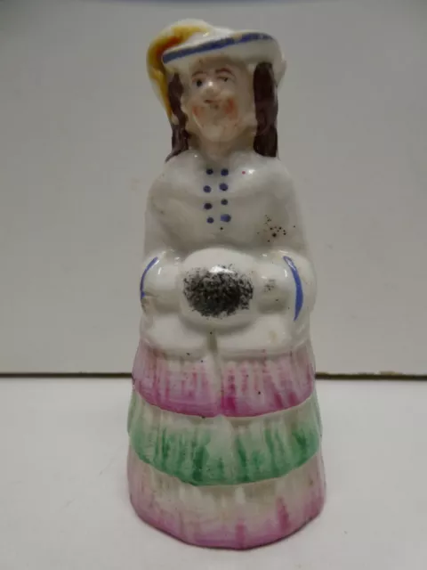 Antique Staffordshire Pottery Folk Art Statue Figurine Lady