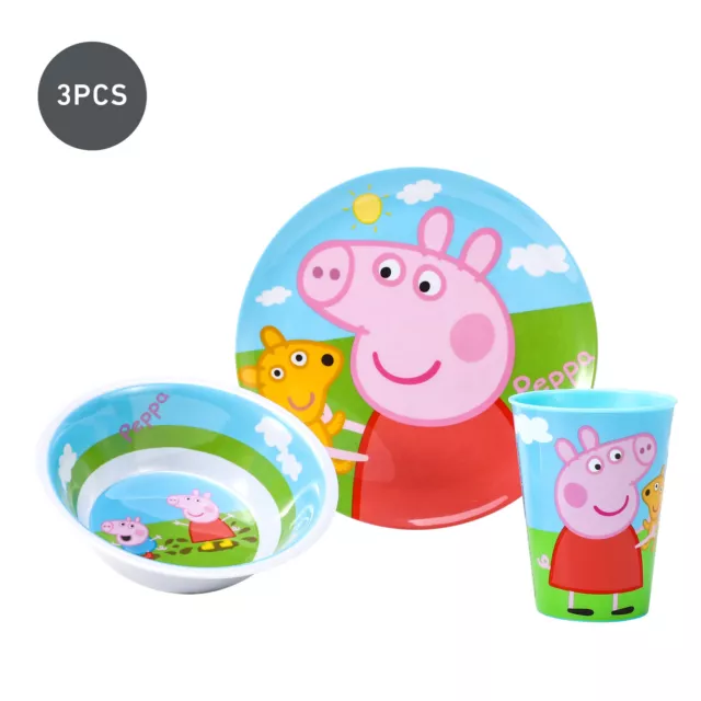 Set da cena colazione 3 pz Peppa Pig bambini senza BPA 3 pz piatto, ciotola e tazza