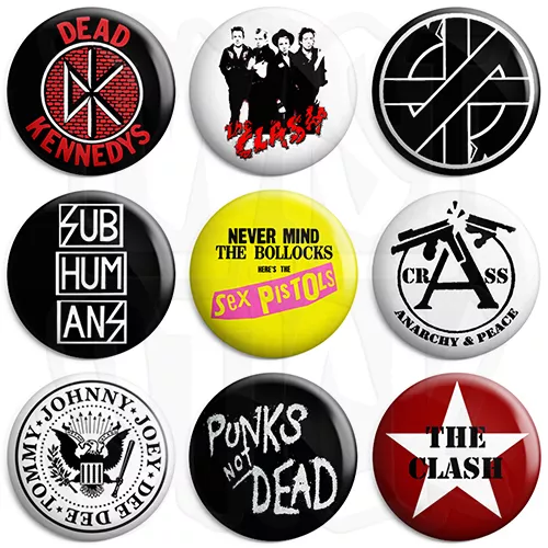 Punk Rock Badges - Various Designs - 25mm Button Badge with Fridge Magnet Option