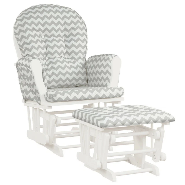 Baby Nursery Relax Rocker Rocking Chair Glider & Ottoman Set w/ Cushion