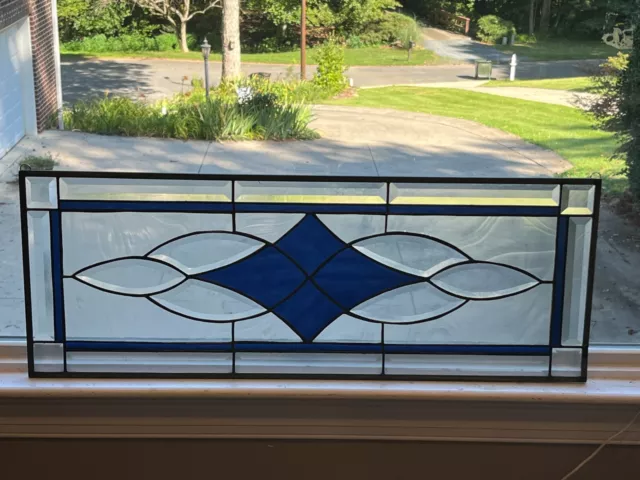 Navy Blue Stained Glass and Beveled Transom-Gorgeous!