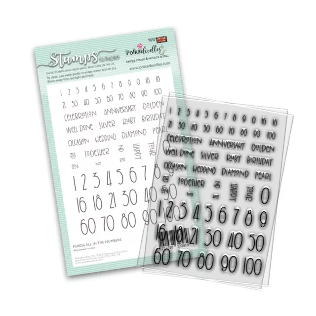 Polkadoodles All In The Numbers Clear Stamp Set Anniversary Birthday Card Making