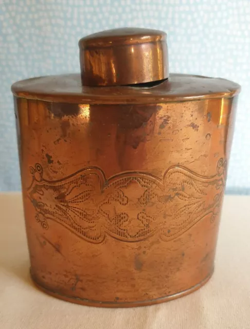 Antique Joseph Sankey Art Nouveau 6oz Copper Tea Caddy With Lid