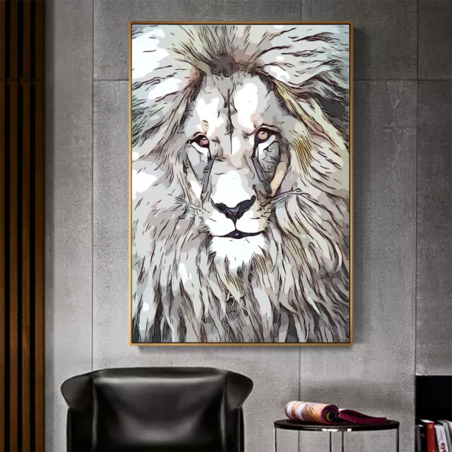 Lion's Head Art Painting Print Animal Canvas Poster Wall Hanging Home Decoration