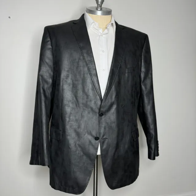 Stafford Essentials Sport Coat Mens Solid Black Leather XL