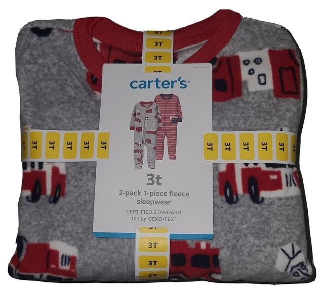 Carter's 3t 2 pack 1 Piece Fleece Pajamas Fire Truck NEW