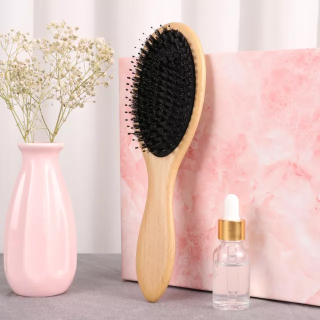 fr Wooden Bristle Hair Comb Non-Slip Handle Professional Hair Brush for Women Me