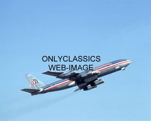 1977 American Airlines Boeing 707 Jet Airplane Airport Takeoff Photo Aviation