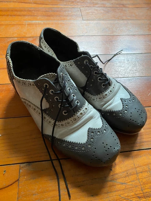 Custom Miller and Ben Tap Shoes Jazz Tap Master grey and white size 37 1/2