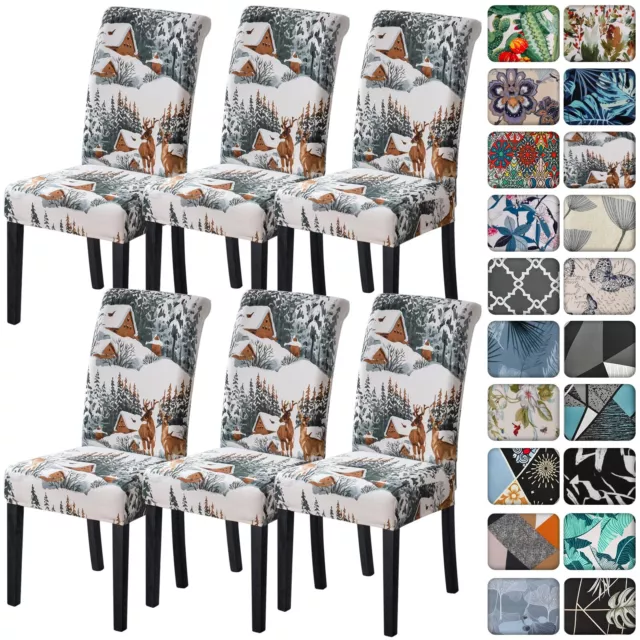 Senllori Dining Room Chair Covers Set of 6,Stretch Printed Pattern Parsons Ch...