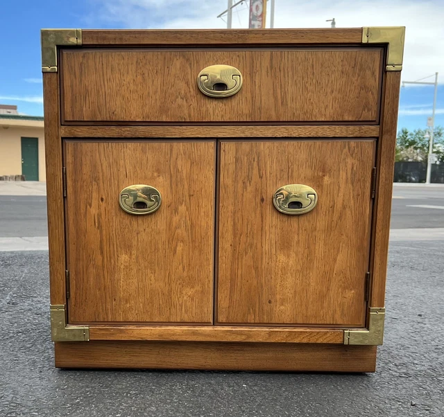 Vintage Thomasville Campaign Style Nightstand Vintage Thomasville Campaign Style Nightstand