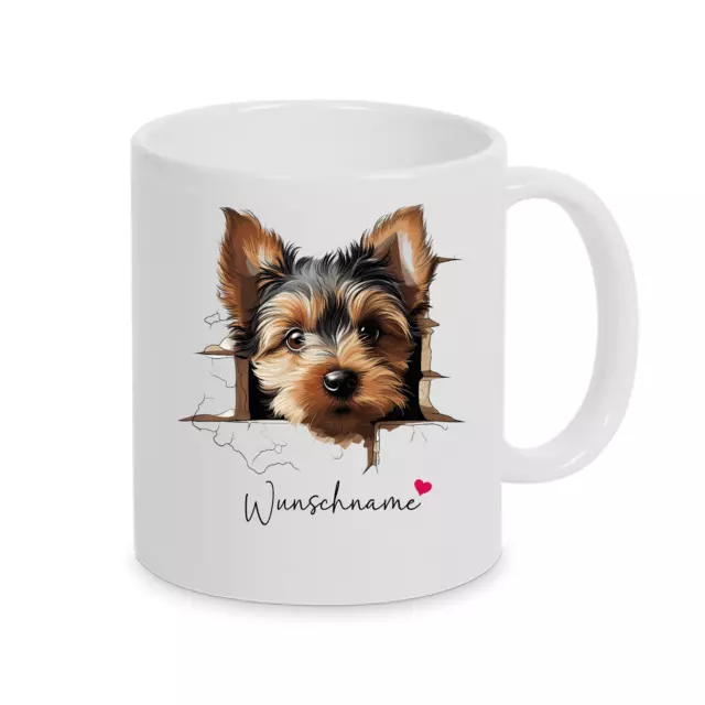 Personalisierte Tasse Yorkshire Terrier-  Hund mit Wunsch Name oder Text