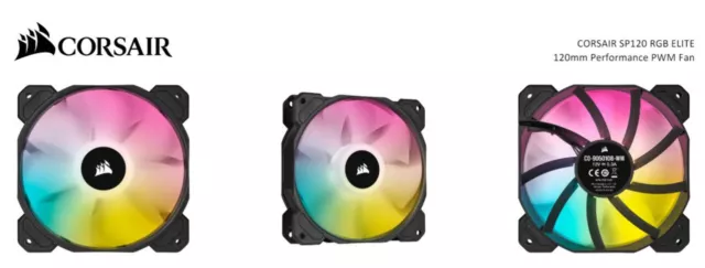 Corsair Black SP120 RGB ELITE, 120mm RGB LED PWM Low Noise, High CFM Fan with Ai