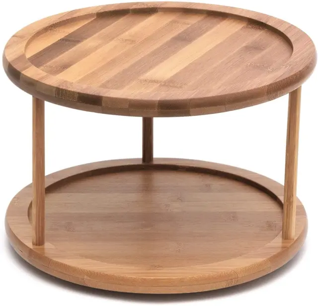 Lipper International 8302 Bamboo Wood 2-Tier 10" Kitchen Turntable