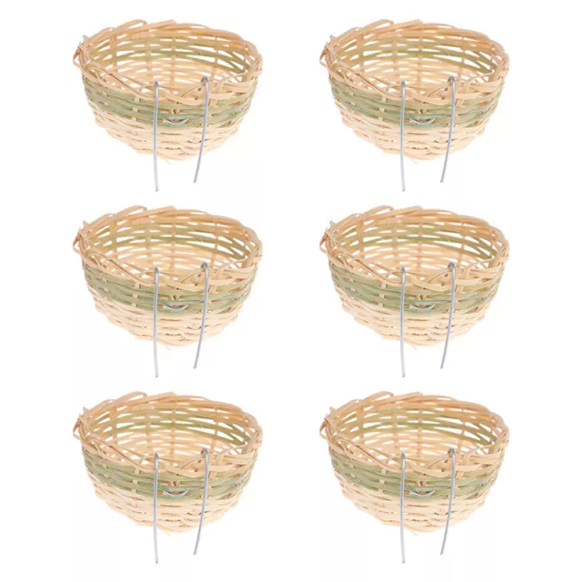 6pcs Handmade Bamboo Bird Breeding Nest Bed for Parakeet Canary Finch Swall-uh