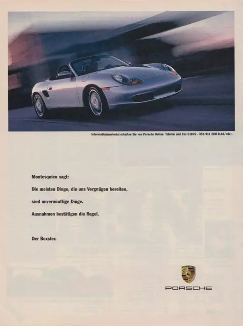 Porsche Boxster - Reklame Werbeanzeige Original-Werbung 1998 (2)
