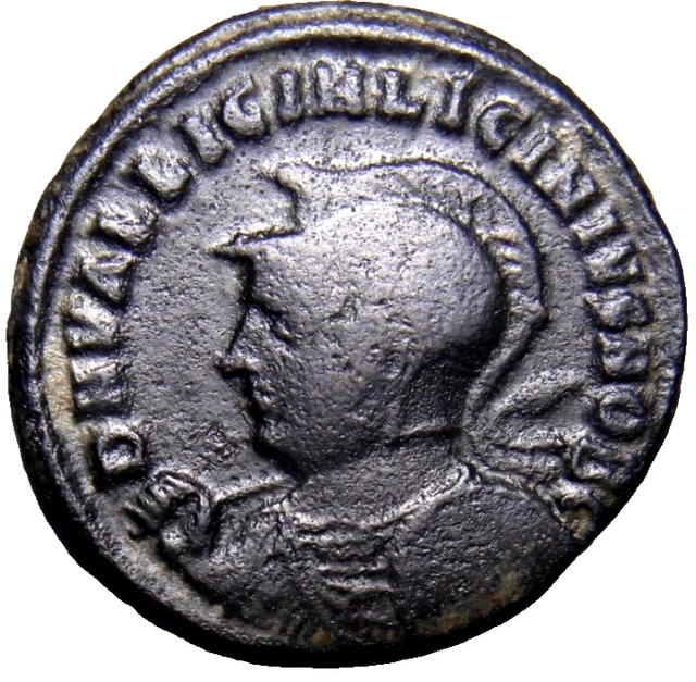 CERTIFIED Authentic Ancient Roman Coin Rare Helmeted Variety Licinius II wCOA