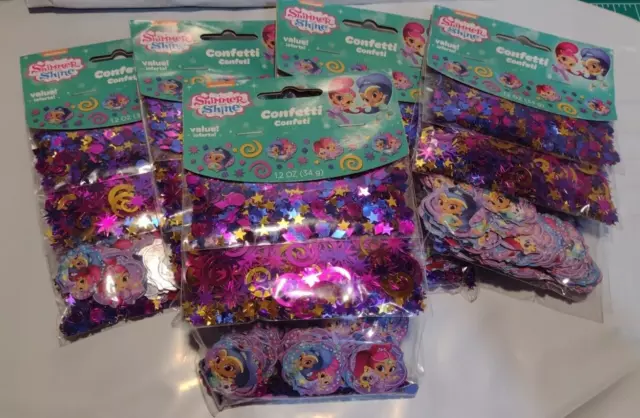 Lot of 5 Nickelodeon Shimmer and Shine Confetti Triple Pack 1.2 oz each