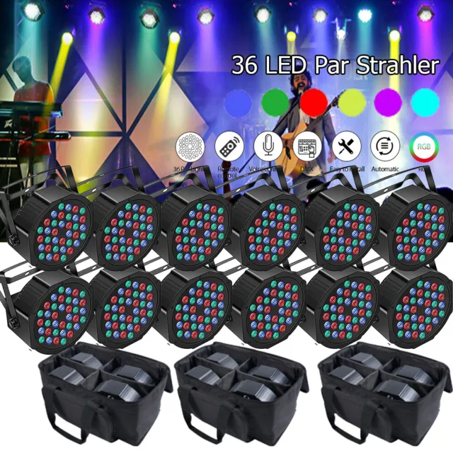 12x 80W 36 LED Par Strahler RGB Scheinwerfer DMX Bühnenlicht DJ Party mit Tasche