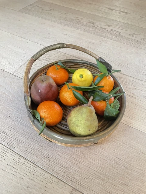 Petit Panier Vintage En Rotin Et Osier, Longueur 29 Cm, Déco Maison