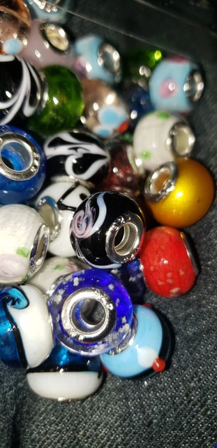TOAOB 50pcs Assorted Glass European Lampwork Beads Large Hole Spacer Beads NEW