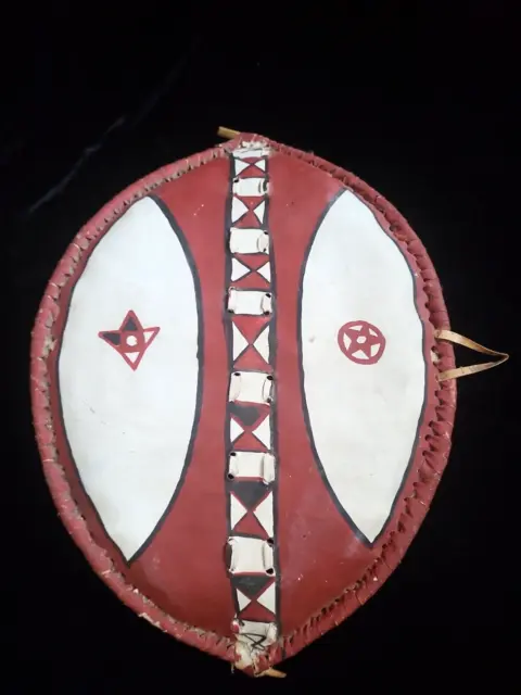 Vintage Maasai Kenya Hand-Painted Cow Hide Shield  East African