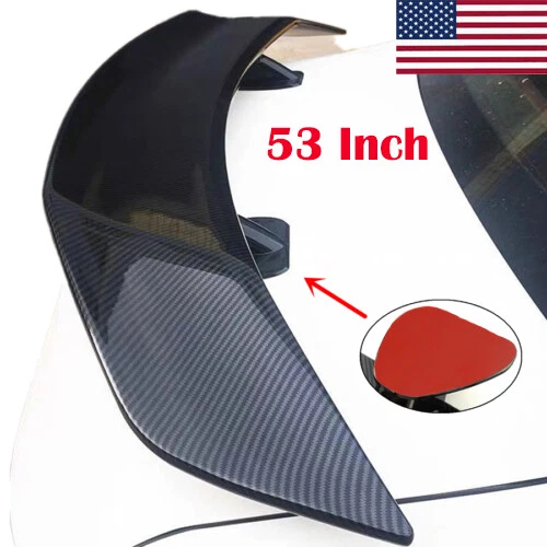 53" Car Tail-free Trunk Universal Spoiler Wing Carbon Fiber Look w/ Adhesive USA