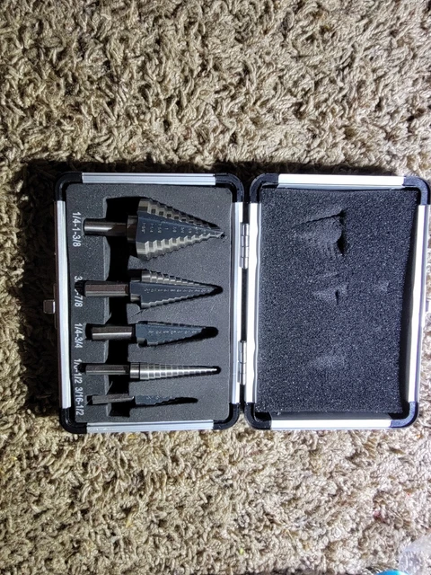CO-Z 5 Pieces Hss Cobalt Multiple Hole 50 Sizes Step Drill Bit Set with Aluminum