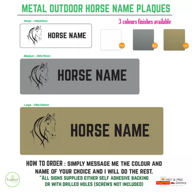 Outdoor Personalised Horse / Pony Stable Door Sign / Name Plate / plaque drilled