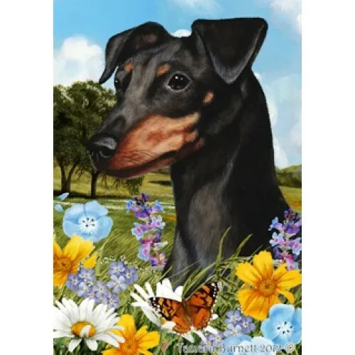Summer House Flag - Uncropped Black and Tan Miniature Pinscher 18084
