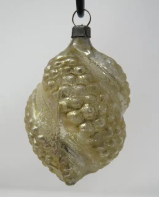 🌲  2.5" VTG MERCURY Glass FIGURAL Christmas Ornament~Gold