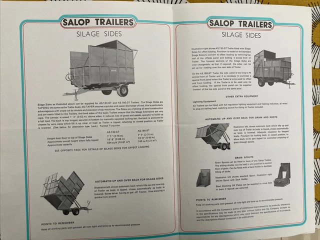 SALOP TRAILERS OF Shrewsbury Vintage Silage Tipping Trailers 1974 