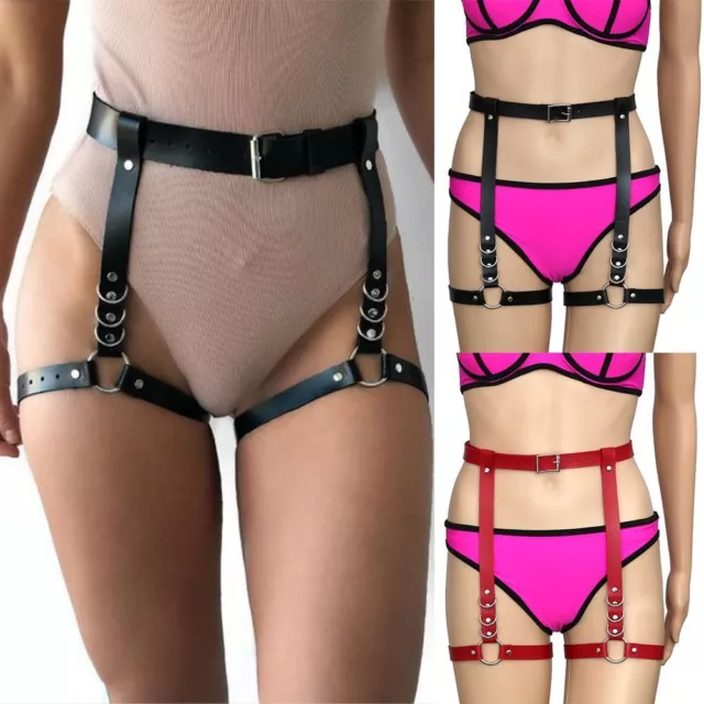 Ring Waist Leg Thigh Suspenders Garter Belt Strap PU Leather Body Harness Belt