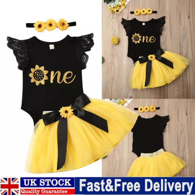 Newborn Baby Girl Clothes 1st Birthday Romper Sunflower Tutu Skirts Dress Outfit