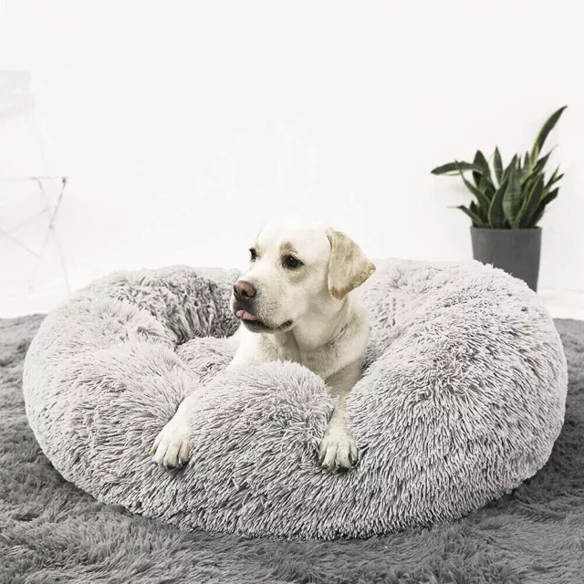 Dog Bed Donut Soft Round Plush Cat Beds For Calming Pet Anti Anxiety Washable US