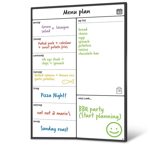 Saciro Tableau Magnétique Frigo - Planificateur Menu Semaine A3 Avec 4 Marqueurs