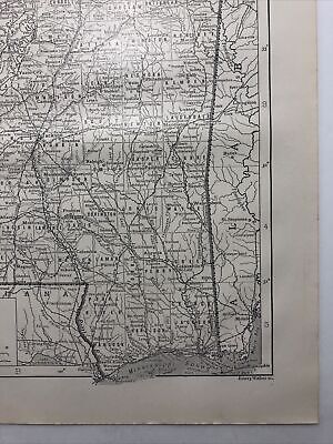 1911 Vintage MISSISSIPPI Atlas Map Old Authentic Antique Encyclopedia Britannica 3
