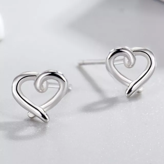 925 Sterling Silver Heart Swirl Stud Earrings Womens Girls Jewellery Xmas New UK