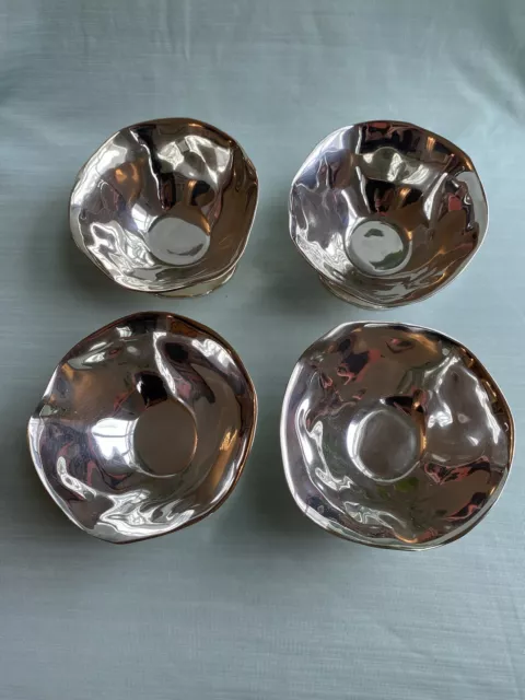 Lot of 4 Signed Izabel lam NY Abstract Style Sauce Bowl Small Silver Plated