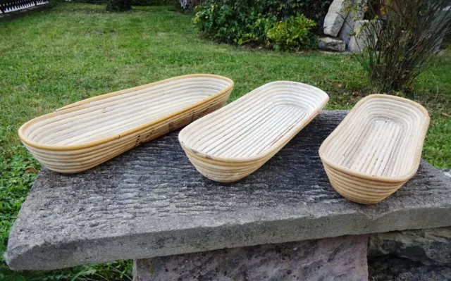 3 x alter Gärkorb Brotkorb Teig Korb Holz oval ca. 50 cm lang Bäcker Bauer Stube
