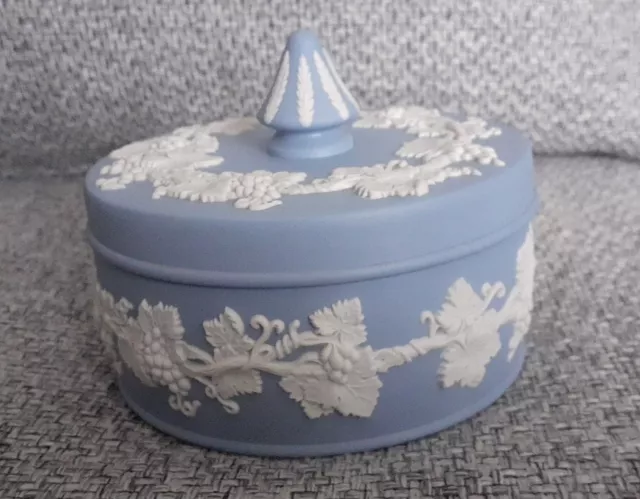 Wedgwood Jasper Ware Lidded Trinket Dish Pot Blue