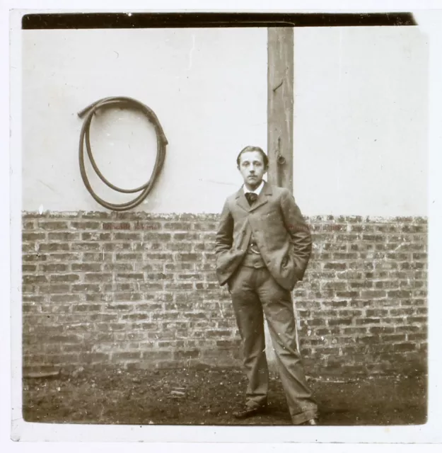 Portrait d’un homme c1930 Photo Plaque de verre Stereo Vintage VR16L24n14