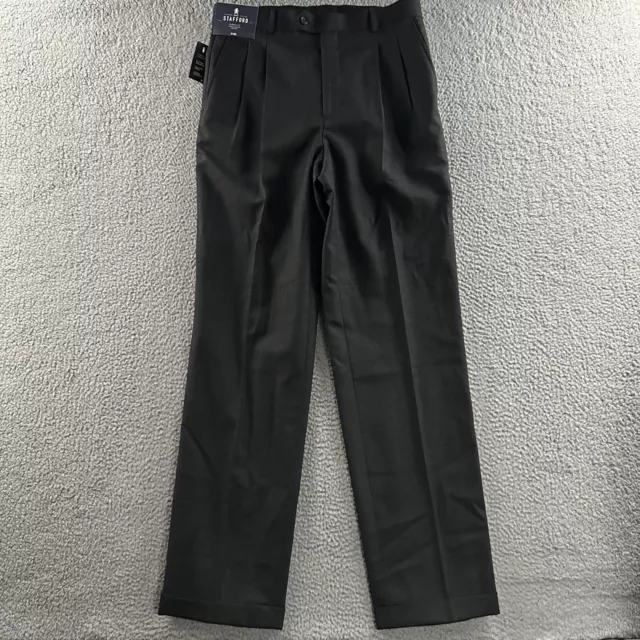 Stafford Mens Pants Gray 32x34 Classic Fit Dress Pant Travel Trouser Wool Blend
