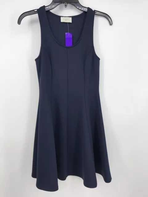 EUC Everly Skater Dress Navy Blue Mini Fit Flare Pullover Made USA Size Small S