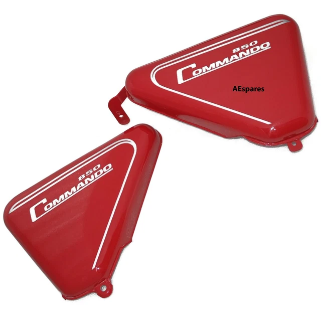 For Norton Commando 850 Tool Box Oil Tank Side Panel Steel Cherry Red Paint GEc