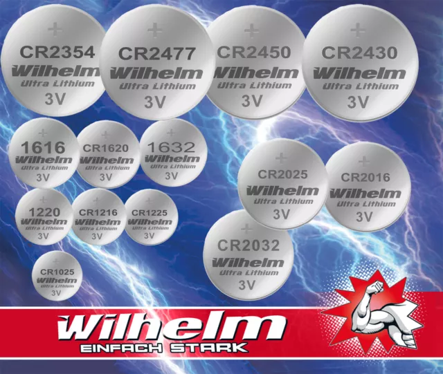 Wilhelm CR2032 CR2025 CR2016 CR2450 CR2430 CR2477 CR2354 CR1620 CR1220 CR1632