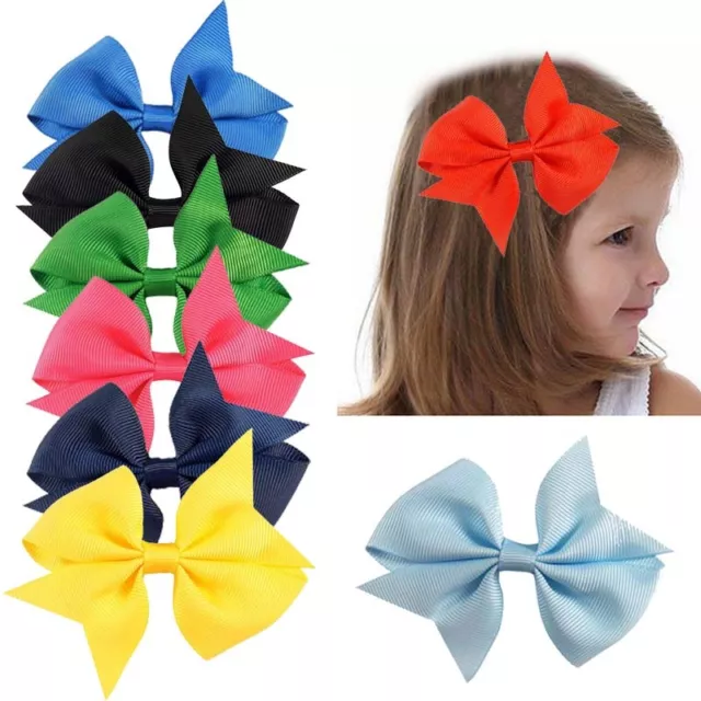 40 Pcs Baby Girls Kids 4" Grosgrain Ribbon Boutique Hair Bows Alligator Clips