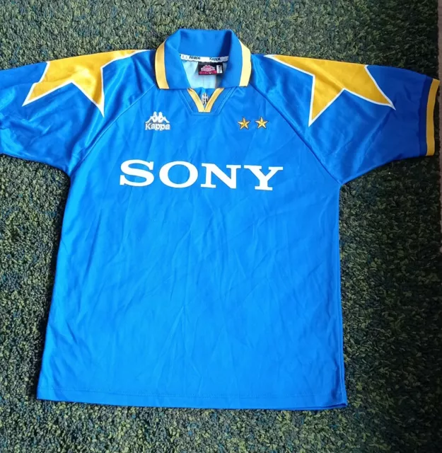 Vintage Kappa Juventus 1995/1996 Away Jersey Football Shirt Size L Blue Italy